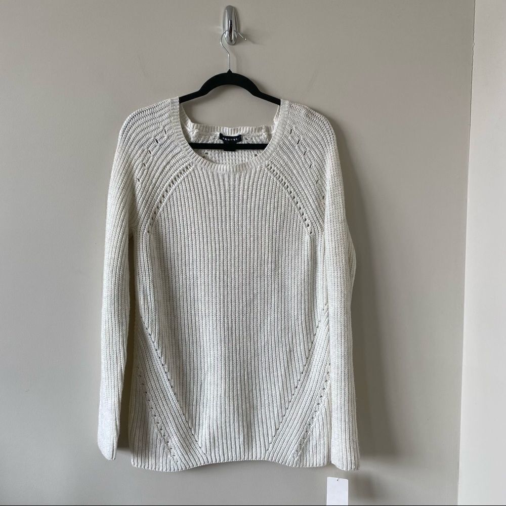 Trouvé-Chunky Knit Ivory/Grey Split Back Sweater